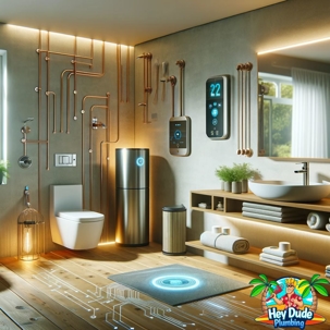 bathroom with pipes in the walls