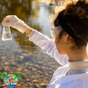 scientist checks water