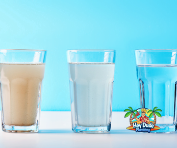 dirty and clean water in cups